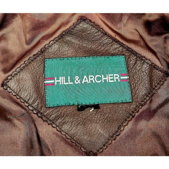 Vintage Hill & Archer Brown Leather Aviator Flight Bomber Insulated Jacket Men M - Picture 8 of 10